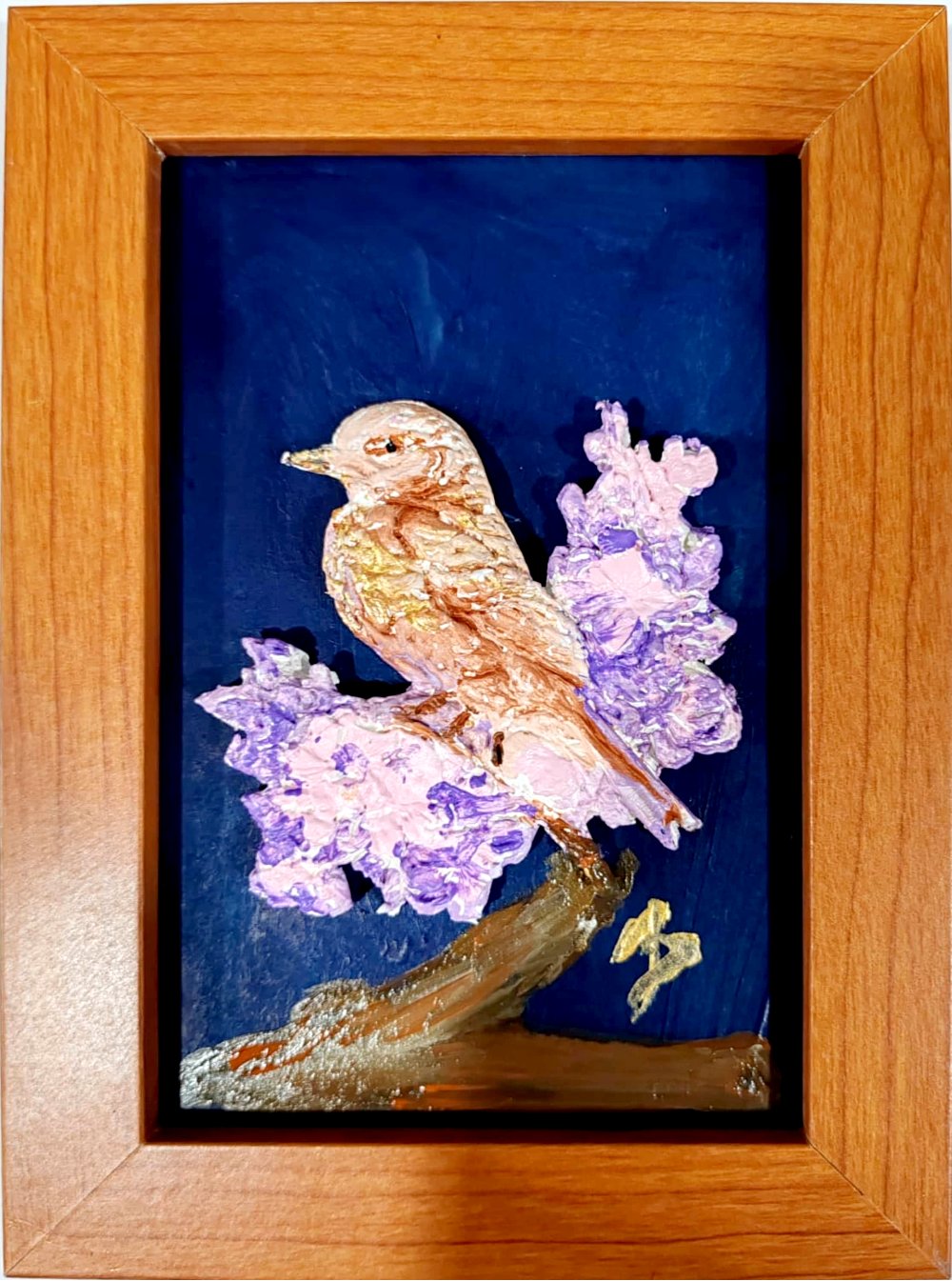 Aves azules en relieve
